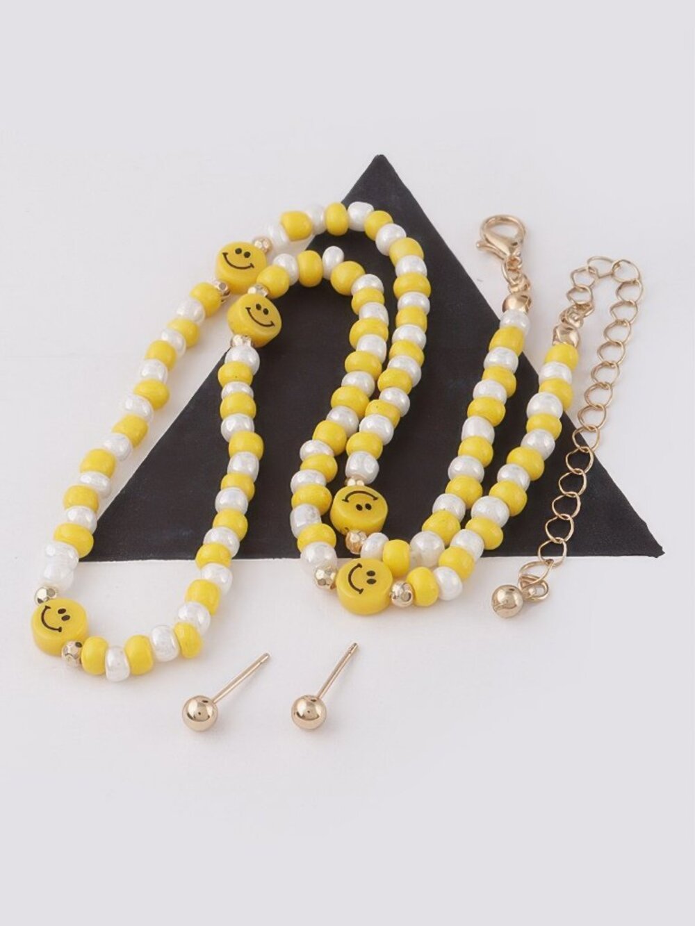 Beaded Smiley Face Charm Necklace